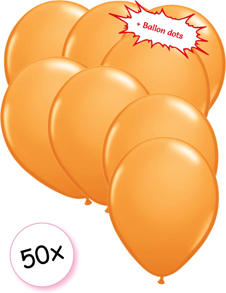 Ballonnen Oranje 50 stuks 27 cm + Ballon Lijm Plakkers - Plafond Stickers
